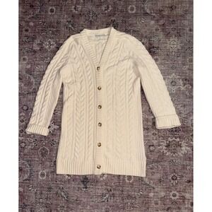 Abercrombie & Fitch Womens Cream Cable Knit Longline Cardigan Sweater XS Ivory